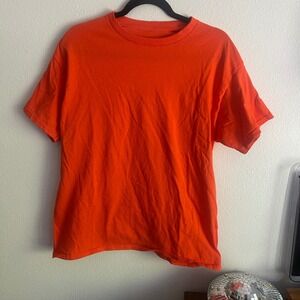 Orange T Shirt Short‎ Sleeve Crew Neck Basic Everyday Casual Top
